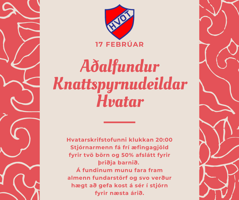 Aðalfundur Knattspyrnudeildar Hvatar