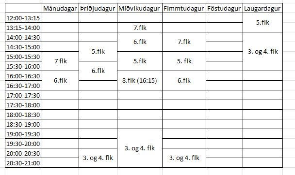 Vetraráætlun knattspyrnudeildar Hvatar