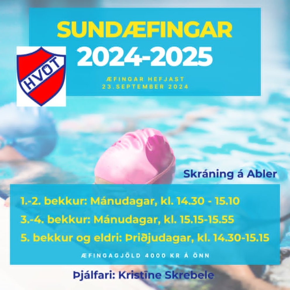 Æfingaáætlun sunddeildar Hvatar haustið 2024