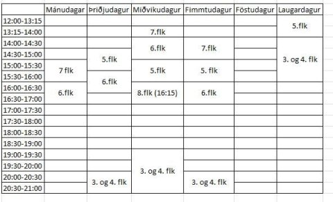 Vetraráætlun knattspyrnudeildar Hvatar